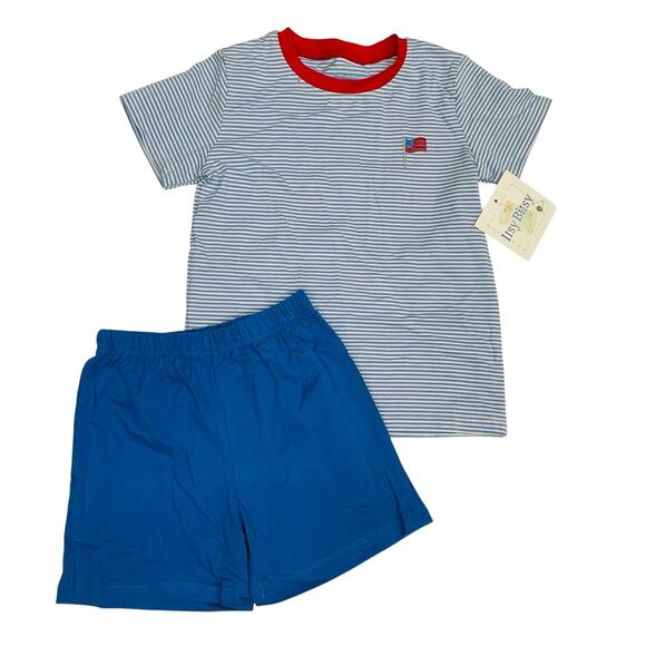 NWT Itsy Bitsy Size 6 American Flag Shirt Set - Picture 1 of 3